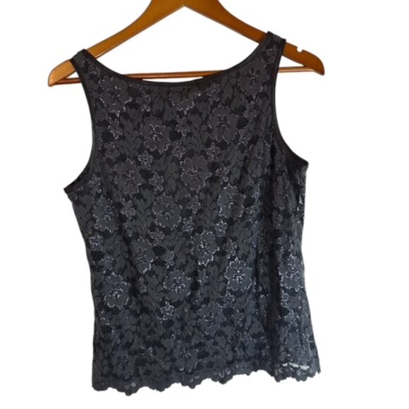 Willi Smith Y2K Babydoll Lace Top L Sleeveless Whimsigoth Fairy Grunge Black 90s - Picture 2 of 8